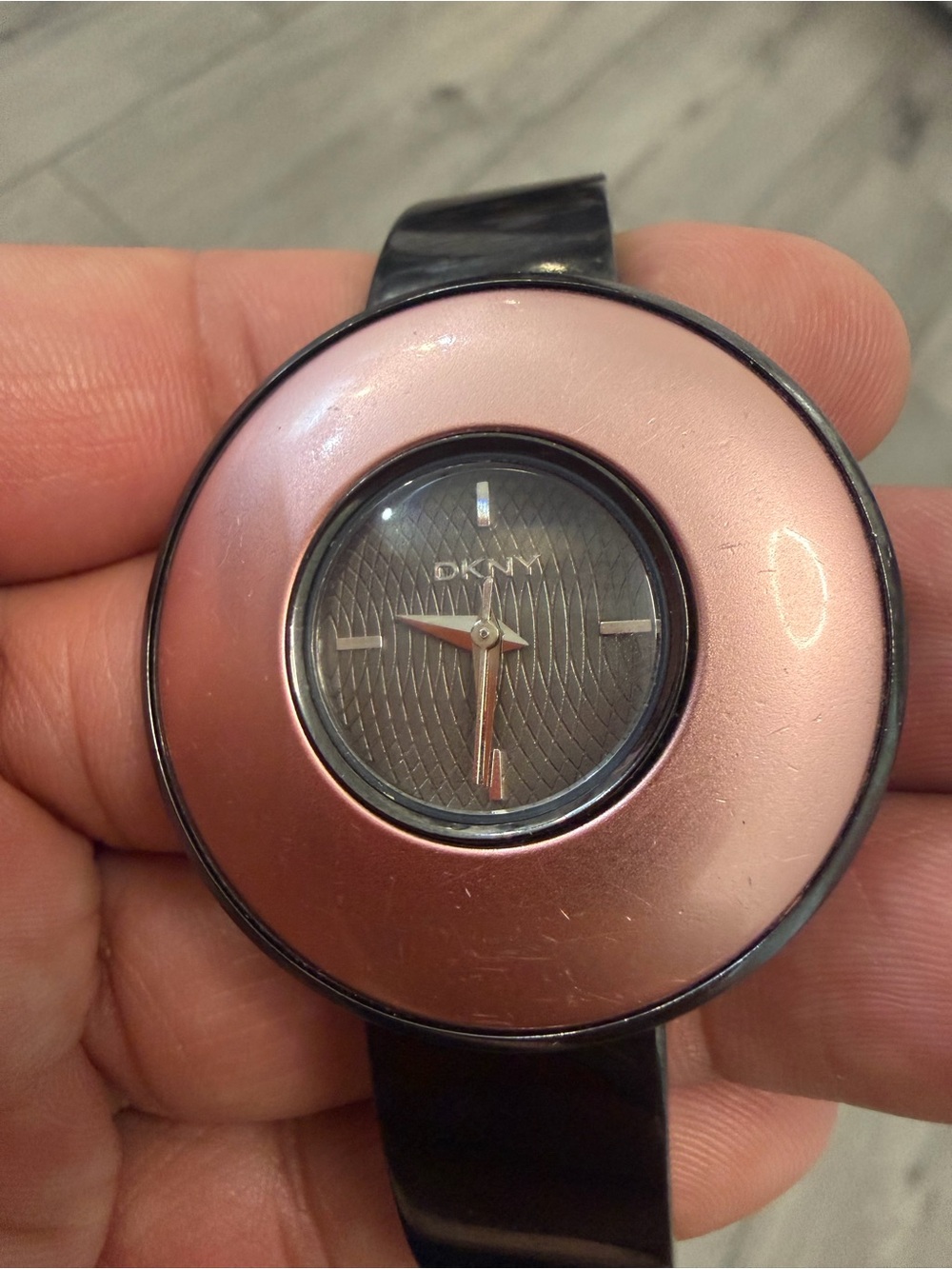 DKNY Pink & Black Disc Bangle Watch NY4321 Women’s Bracelet Watch
